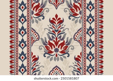 Carpet pattern.damask floral pattern background vector illustration.Ikat design pattern on brown background,Aztec style,abstract,baroque.design for texture,fabric,clothing,decoration,carpet,print.