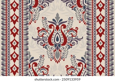 Carpet pattern.damask floral pattern background vector illustration.Ikat design pattern on brown background,Aztec style,abstract,baroque.design for texture,fabric,clothing,decoration,carpet,print.