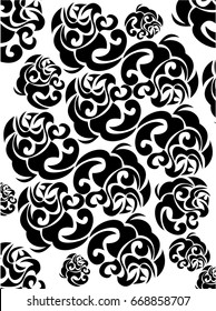 Carpet of patterns. Black and white. Tribal design