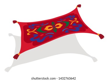 Carpet plane. Flying carpet on a white background. Vector illustration.