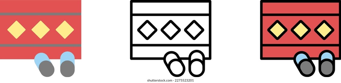 Carpet Ramadan shoes vector icon in different styles. Line, color, filled outline