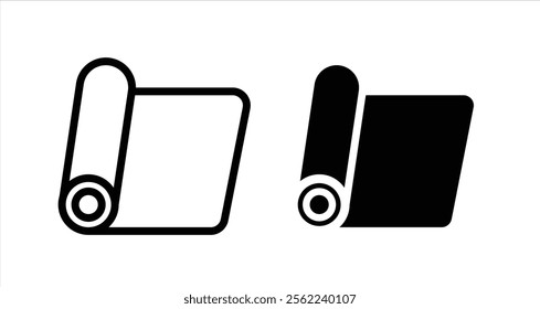 Carpet roll Icon collection in filled and stroke style.