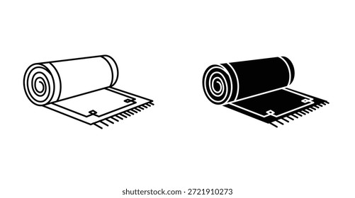 Icono de rollo de alfombra. Línea con trazo editable y plano para el Web