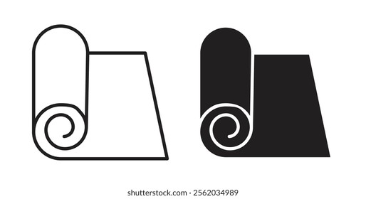 Carpet roll icons in flat and line style set.