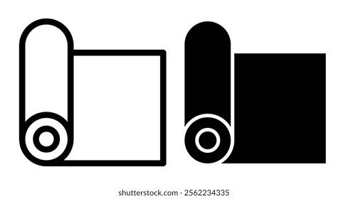 Carpet roll Icons pack in outlined and flat versions