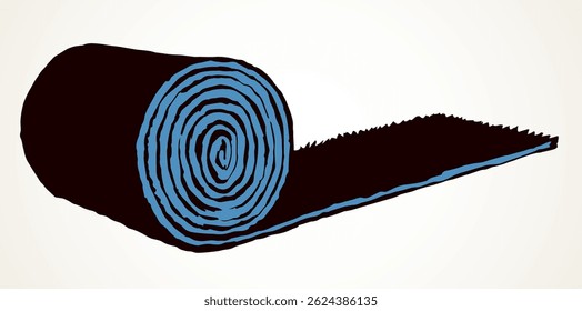 Rolo de carpete. Ícone de desenho de vetor