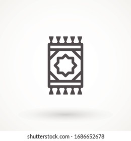 Teppichteppichsymbol. Bearbeitbarer Strich-Linear-Umriss türkischer islamischer Gebetskarppich Logo-Symbol