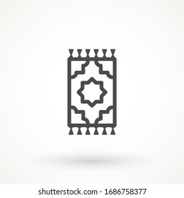 Carpet rug icon. Editable stroke linear outline Turkish Islamic Prayer carpet Praying logo icon