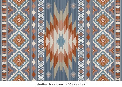Carpet, Rug, Navajo tribal vector seamless pattern. Native American ornament. Ethnic South Western decor style. Ikat Boho geometric ornament. Vector seamless pattern. Mexican blanket, Woven carpet