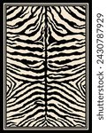 Carpet Rug Tiger Pattern. Dark and Light Color. With Border.