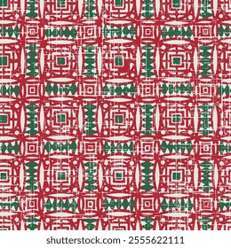 Carpet and Rugs textile design with grunge and distressed slub texture repeat green with red pattern,Modern Geometry and decor repeat pattern on a creative texture surface with High-definition