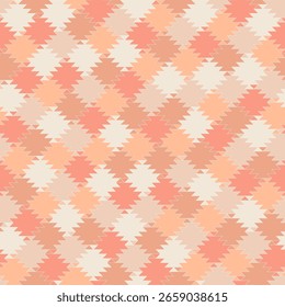 amostra de tapete. ornamento geométrico. padrão sem emenda vetorial. cor de pêssego fundo repetitivo. amostra de tecido. papel de embrulho. modelo de design contínuo para decoração doméstica, vestuário, têxtil