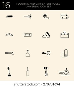 Carpet service tools icon set