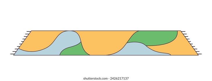Alfombra suave 2D objeto de dibujos animados lineal. Estera de piso aislado elemento vector línea fondo blanco. Acogedor felpudo. Cubierta de piso de casa. Ilustración de punto plano de color accesorio interior de sala de estar