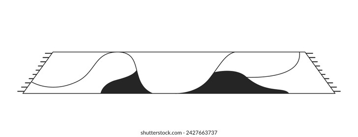 Carpet soft black and white 2D line cartoon object. Floor mat isolated vector outline item. Cozy doormat. Home floor covering. Living room interior accessory monochromatic flat spot illustration