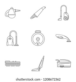 Carpet sweeper icon set. Outline set of 9 carpet sweeper vector icons for web design isolated on white background
