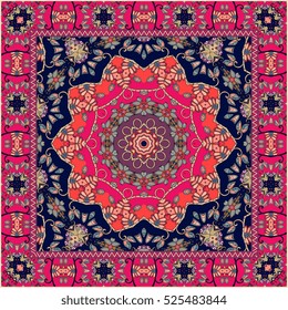 Carpet. Tablecloth. Shawl. Bandana. Vector. Boho style. Scarf.