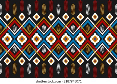 Carpet tribal pattern art. Geometric ethnic seamless pattern traditional. Aztec ornament print. Design for background, wallpaper, illustration, fabric, clothing, carpet, textile, batik, embroidery.