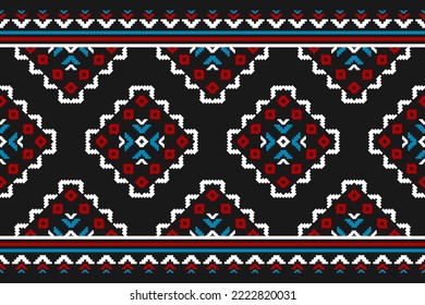 Arte de patrones tribales de alfombras. Patrón geométrico étnico sin costuras tradicional. de estilo americano y mexicano. Diseño para fondo, papel pintado, ilustración, tela, ropa, alfombra, textil, batik, bordado.