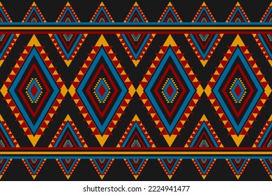 Arte de patrones tribales de alfombras. Patrón geométrico étnico sin costuras tradicional. de estilo americano y mexicano. Diseño para fondo, papel pintado, ilustración, tela, ropa, alfombra, textil, batik, bordado.