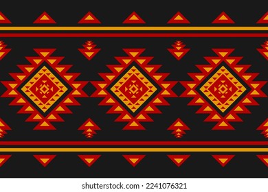 Arte de patrones tribales de alfombras. Patrón geométrico étnico sin costuras tradicional. de estilo americano y mexicano. Diseño para fondo, papel pintado, ilustración, tela, ropa, alfombra, textil, batik, bordado.
