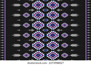 Carpet tribal pattern art. Geometric ethnic seamless pattern traditional. American, Mexican style. Design for background, wallpaper, illustration, fabric, clothing, carpet, textile, batik, embroidery.