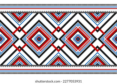 Arte de patrones tribales de alfombras. Patrón geométrico étnico sin costuras tradicional. de estilo americano y mexicano. Diseño para fondo, papel pintado, ilustración, tela, ropa, alfombra, textil, batik, bordado.