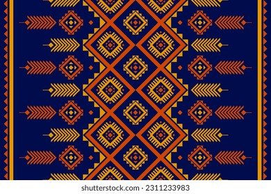 Carpet tribal pattern art. Geometric ethnic seamless pattern traditional. American, Mexican style. Design for background, wallpaper, illustration, fabric, clothing, carpet, textile, batik, embroidery.