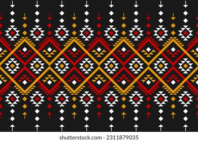 Carpet tribal pattern art. Geometric ethnic seamless pattern traditional. American, Mexican style. Design for background, wallpaper, illustration, fabric, clothing, carpet, textile, batik, embroidery.
