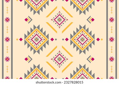 Carpet tribal pattern art. Geometric ethnic seamless pattern traditional. American, Mexican style. Design for background, wallpaper, illustration, fabric, clothing, carpet, textile, batik, embroidery.