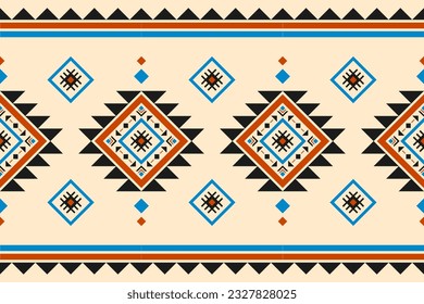 Carpet tribal pattern art. Geometric ethnic seamless pattern traditional. American, Mexican style. Design for background, wallpaper, illustration, fabric, clothing, carpet, textile, batik, embroidery.