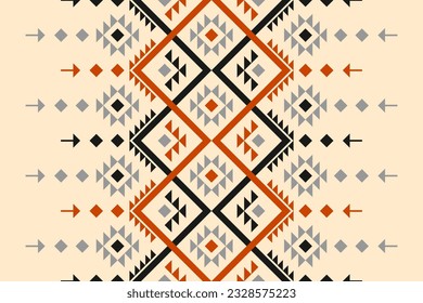 Carpet tribal pattern art. Geometric ethnic seamless pattern traditional. American, Mexican style. Design for background, wallpaper, illustration, fabric, clothing, carpet, textile, batik, embroidery.