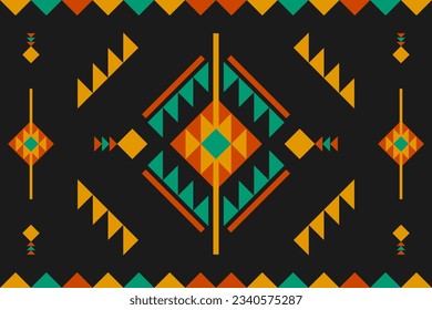 Carpet tribal pattern art. Geometric ethnic seamless pattern traditional. American, Mexican style. Design for background, wallpaper, illustration, fabric, clothing, carpet, textile, batik, embroidery.