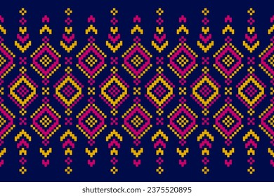 Carpet tribal pattern art. Geometric ethnic seamless pattern traditional. American, Mexican style. Design for background, illustration, fabric, clothing, carpet, rug, textile, batik, embroidery.