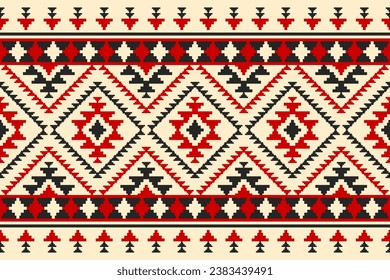 Carpet tribal pattern art. Geometric ethnic seamless pattern traditional. American, Mexican style. Design for background, wallpaper, illustration, fabric, clothing, carpet, textile, batik, embroidery.