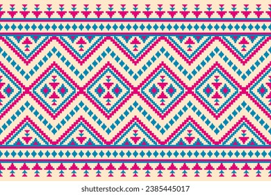 Arte de patrones tribales de alfombras. Patrón geométrico étnico sin costuras tradicional. de estilo americano y mexicano. Diseño para fondo, ilustración, tela, ropa, alfombra, alfombra, textil, batik, bordado.