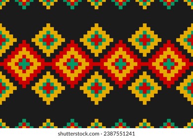 Arte de patrones tribales de alfombras. Patrón geométrico étnico sin costuras tradicional. de estilo americano y mexicano. Diseño para fondo, papel pintado, ilustración, tela, ropa, alfombra, textil, batik, bordado.