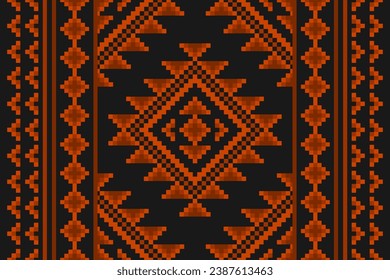 Carpet tribal pattern art. Geometric ethnic seamless pattern traditional. American, Mexican style. Design for background, wallpaper, illustration, fabric, clothing, carpet, textile, batik, embroidery.