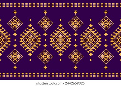 Carpet tribal pattern art. Geometric ethnic seamless pattern traditional. American, Mexican style. Design for background, wallpaper, illustration, fabric, clothing, carpet, textile, batik, embroidery.