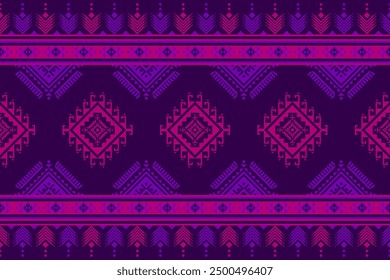 Carpet tribal pattern art. Geometric ethnic seamless pattern traditional. American, Mexican style. Design for background, wallpaper, illustration, fabric, clothing, carpet, textile, batik, embroidery.