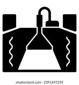Carpet vacuum cleaning, vacuuming solid icon, cleaning concept, rug hoovering vector sign on white background, glyph style icon for mobile concept and web design. Vector graphics