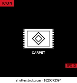 Carpet vector icon on black background. Illustration flat icon for graphic, print media interfaces and web design.