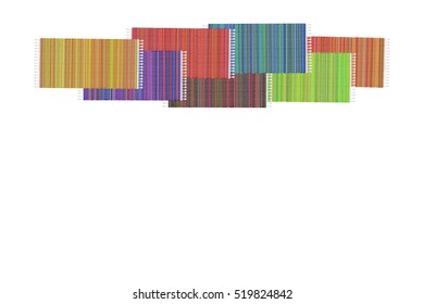 Carpet vector illustration, colorful background. Rugs isolated on white background, top view.