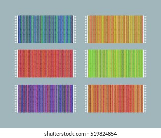 Carpet vector illustration, colorful background. Rugs isolated on grey background, top view.