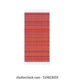Carpet vector illustration, isolated on white background. Red rug top view.