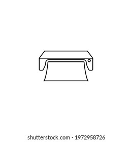 Carpet washing machine line icon. Simple style carpet washing company poster background symbol. Carpet washing company logo design element. T-shirt printing. Vector for sticker.