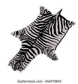 A carpet of Zebra skin isolated on a white background. Vector cartoon close-up illustration.
