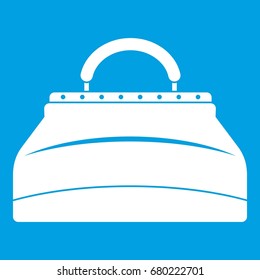 Carpetbag icon white isolated on blue background vector illustration