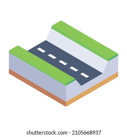 Icono único isométrico de la carretera en alfombras 

