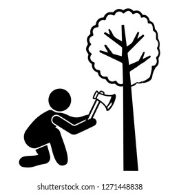 Carpetner cutting wood black vector concept icon. Carpetner cutting wood flat illustration, sign